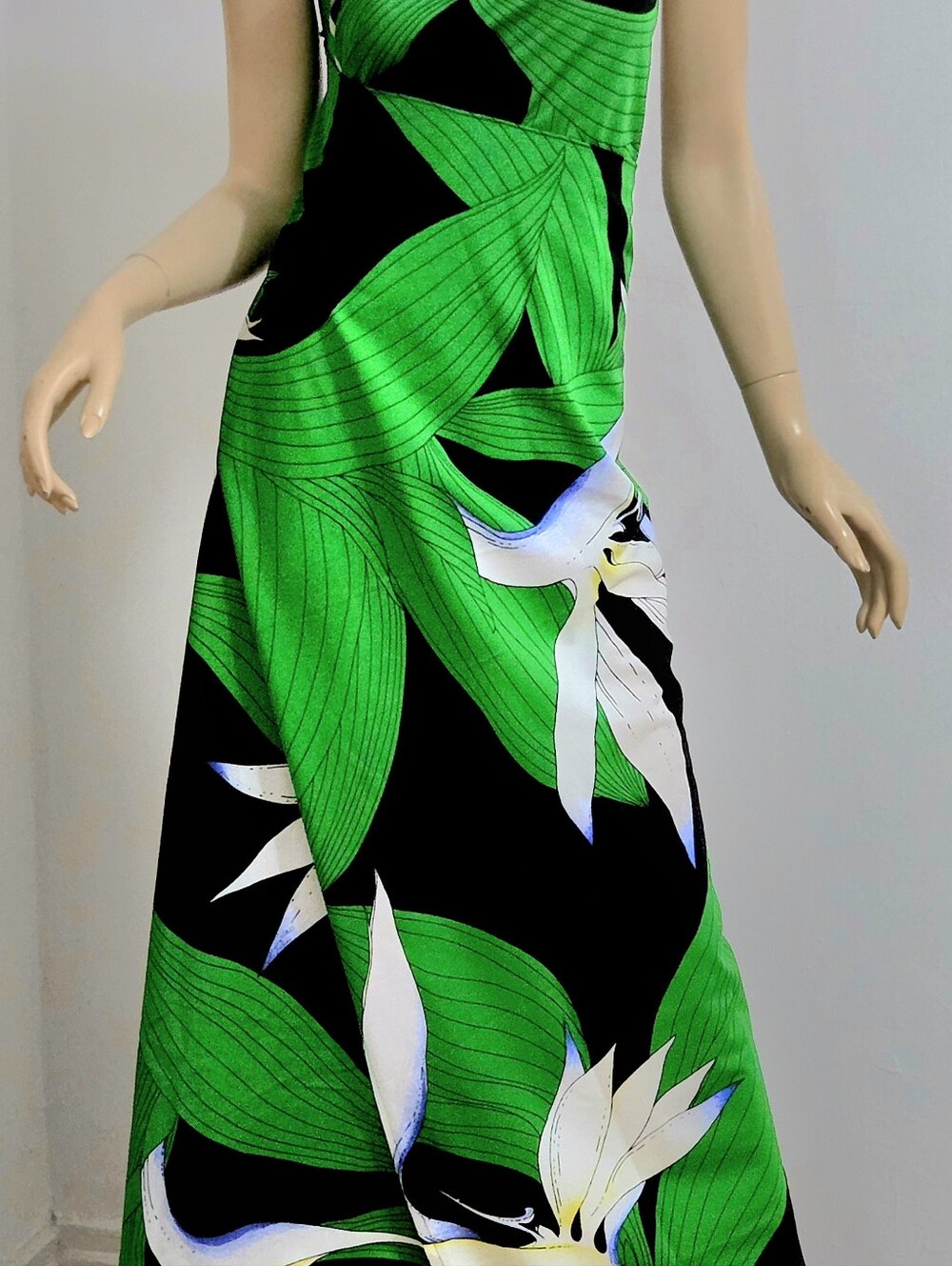Vtg 60-70s Malihini Hawaii Vrap Dress Emerald Green - Picture 5 of 7